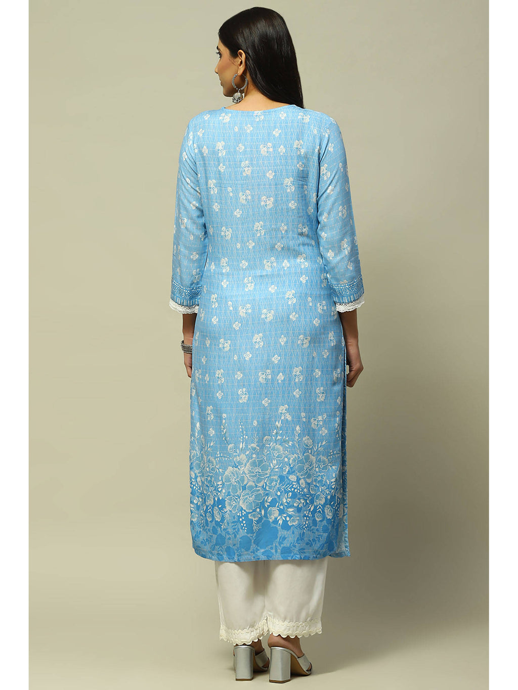 Blue Rayon Straight Kurta | KDG - view 4