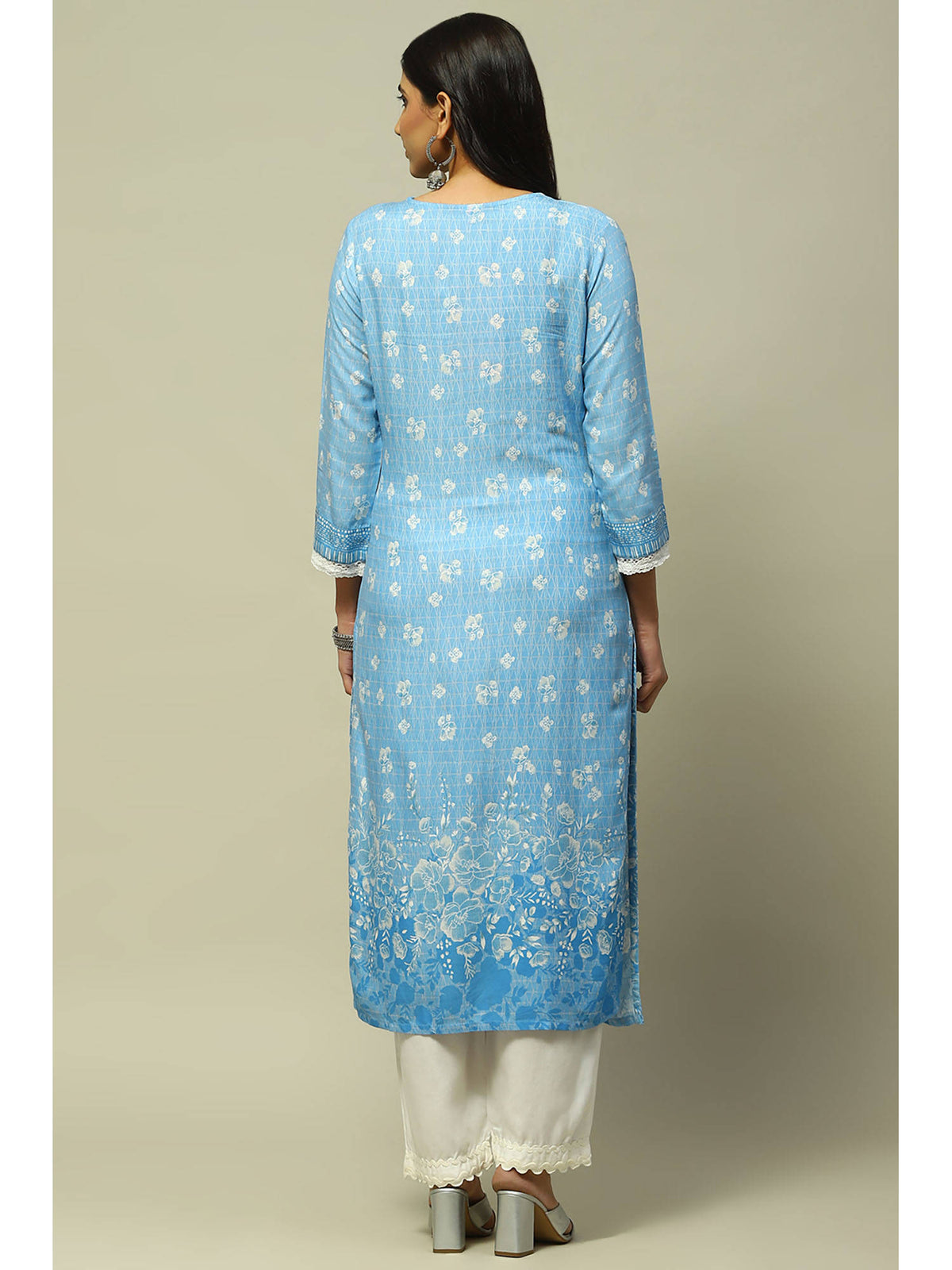 Blue Rayon Straight Kurta | U3S - view 4