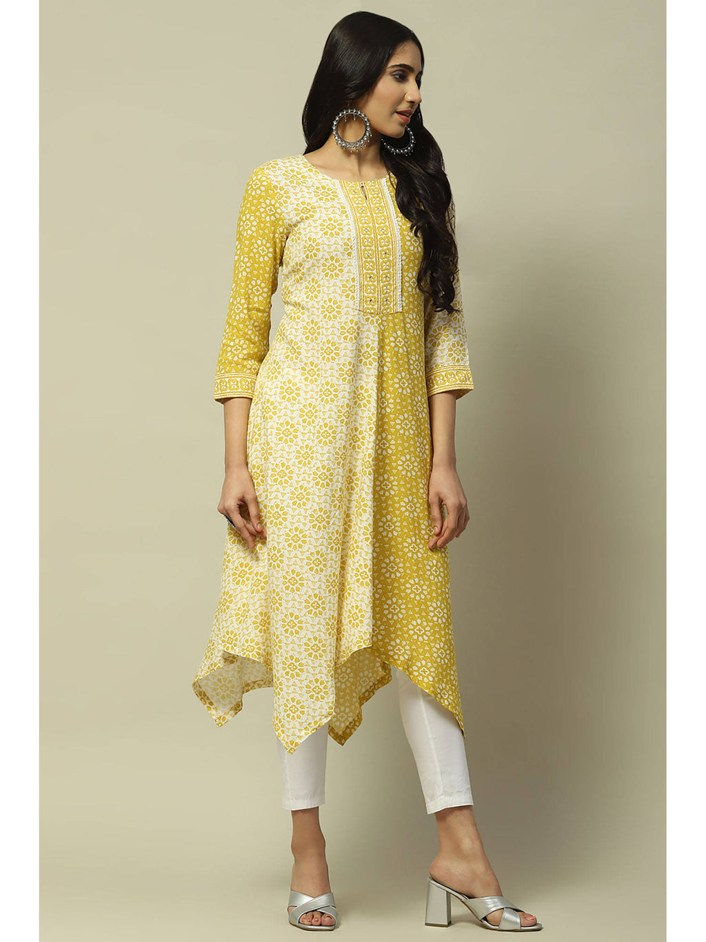 Yellow Rayon Straight Kurta | U3S - view 5