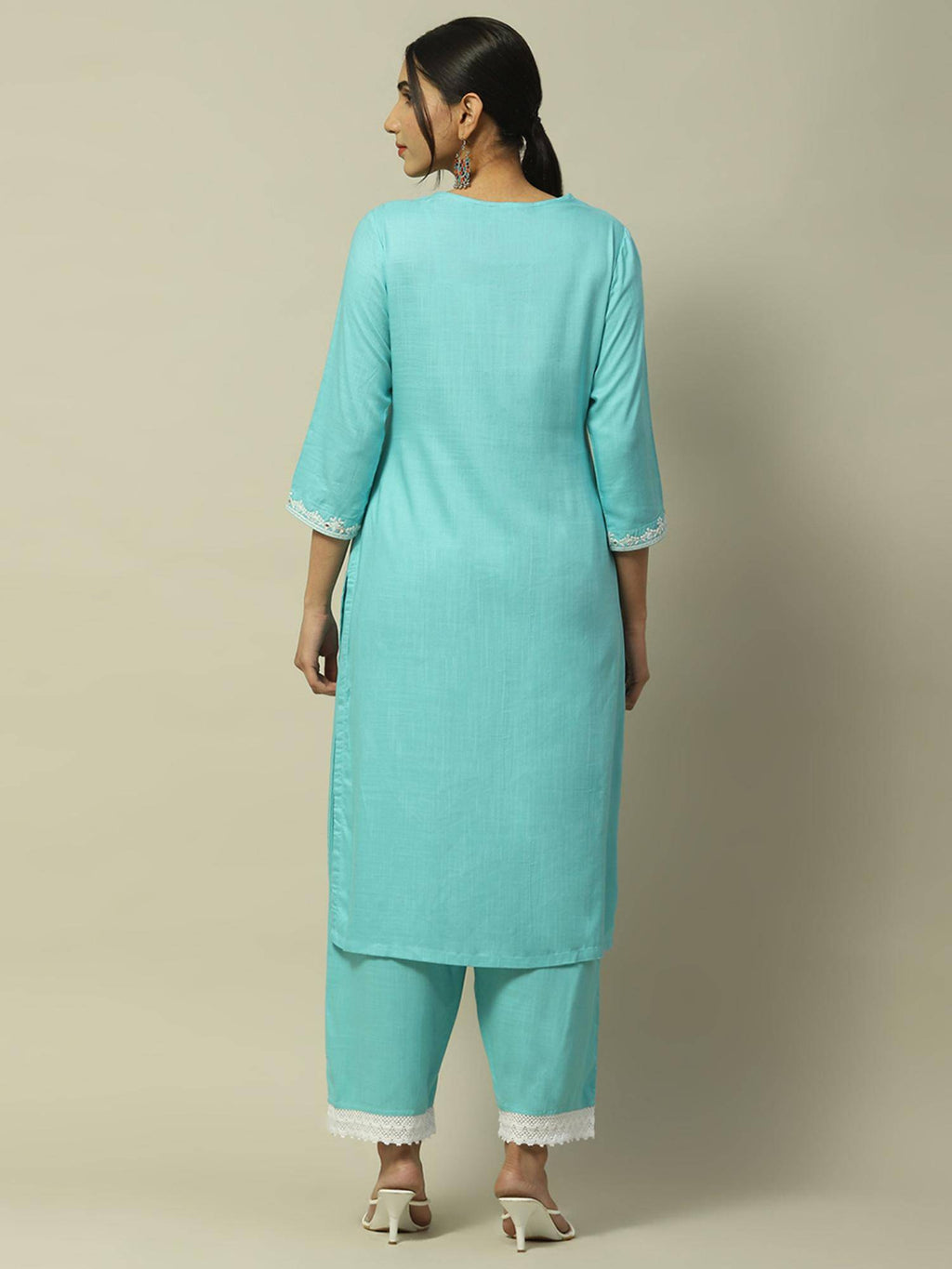 Aqua Rayon Slub Straight Kurta | FY93 - view 4