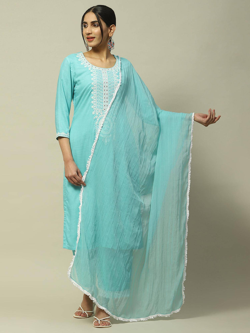 Aqua Rayon Slub Straight Kurta | FY93 - view 5