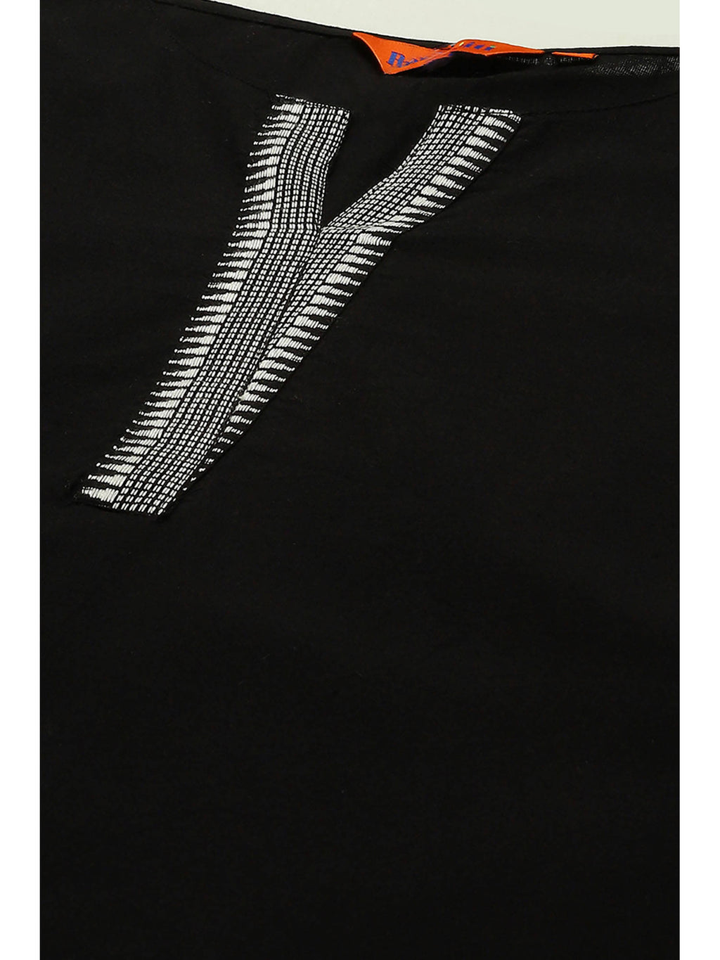 Black Cotton Straight Kurta | FY93 - view 2