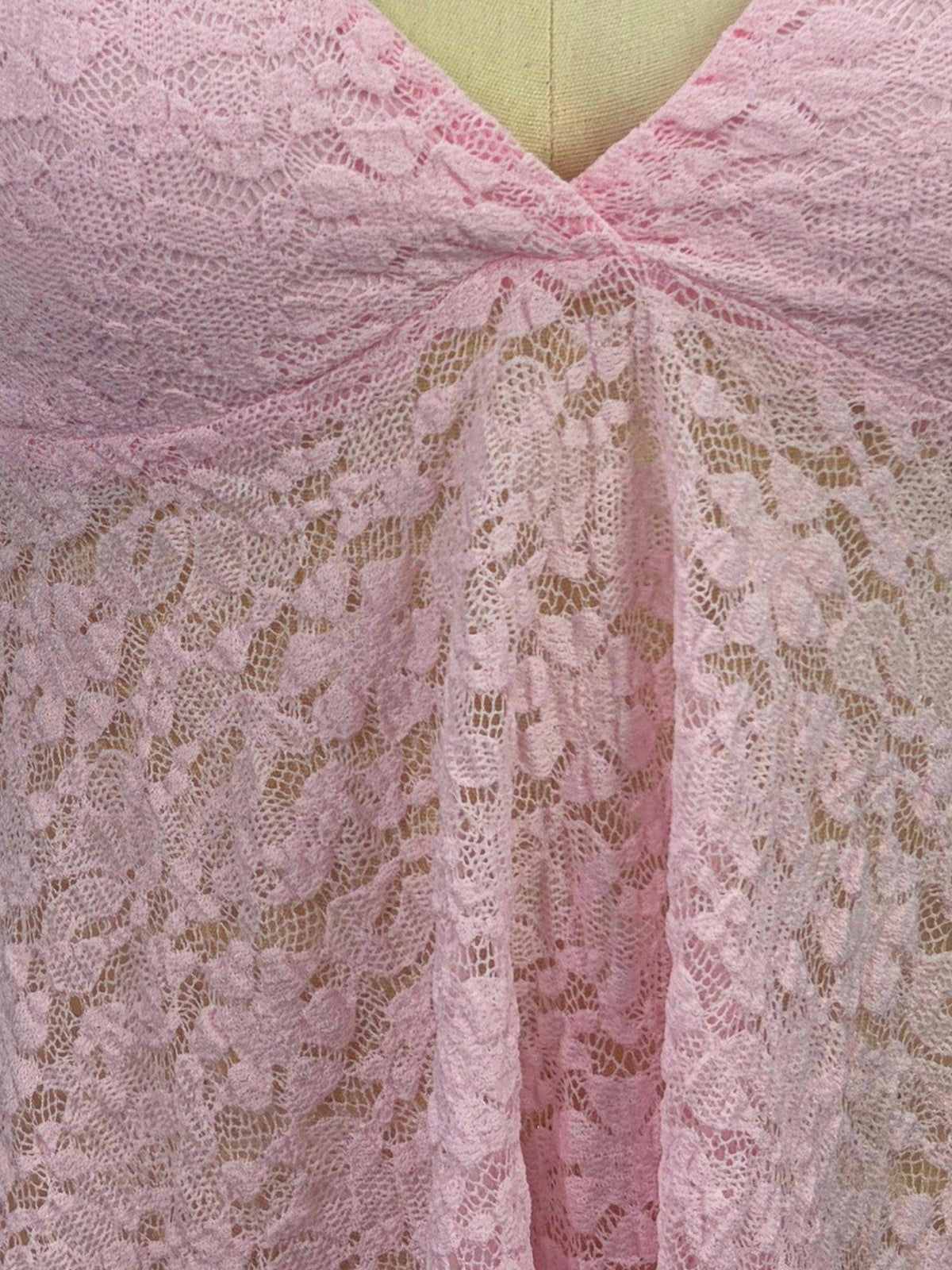 Pink Plunge Neck Lace Tank Top | TT98 - view 4