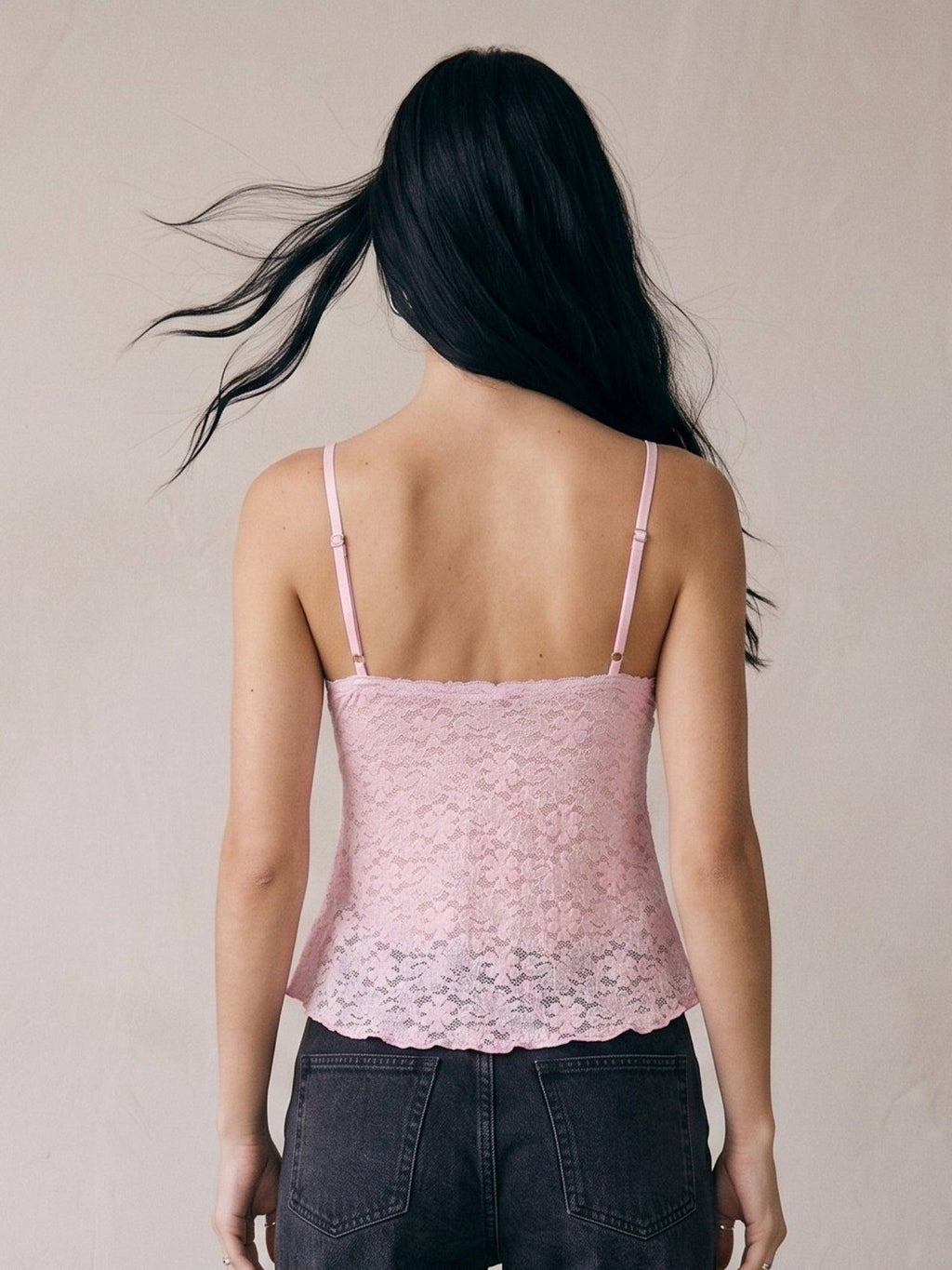 Pink Plunge Neck Lace Tank Top | TT98 - view 5