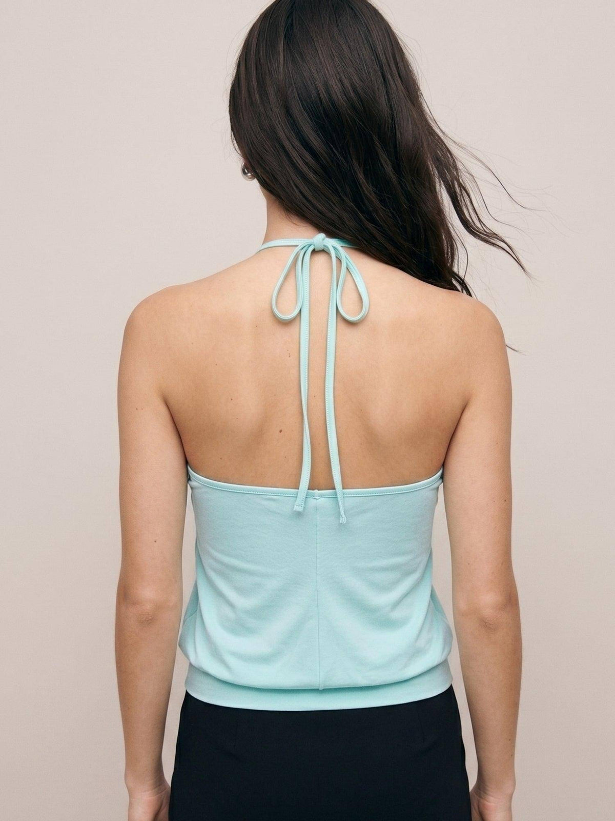 Aqua Halter Neck Fitted Waist Top | HT67 - view 4