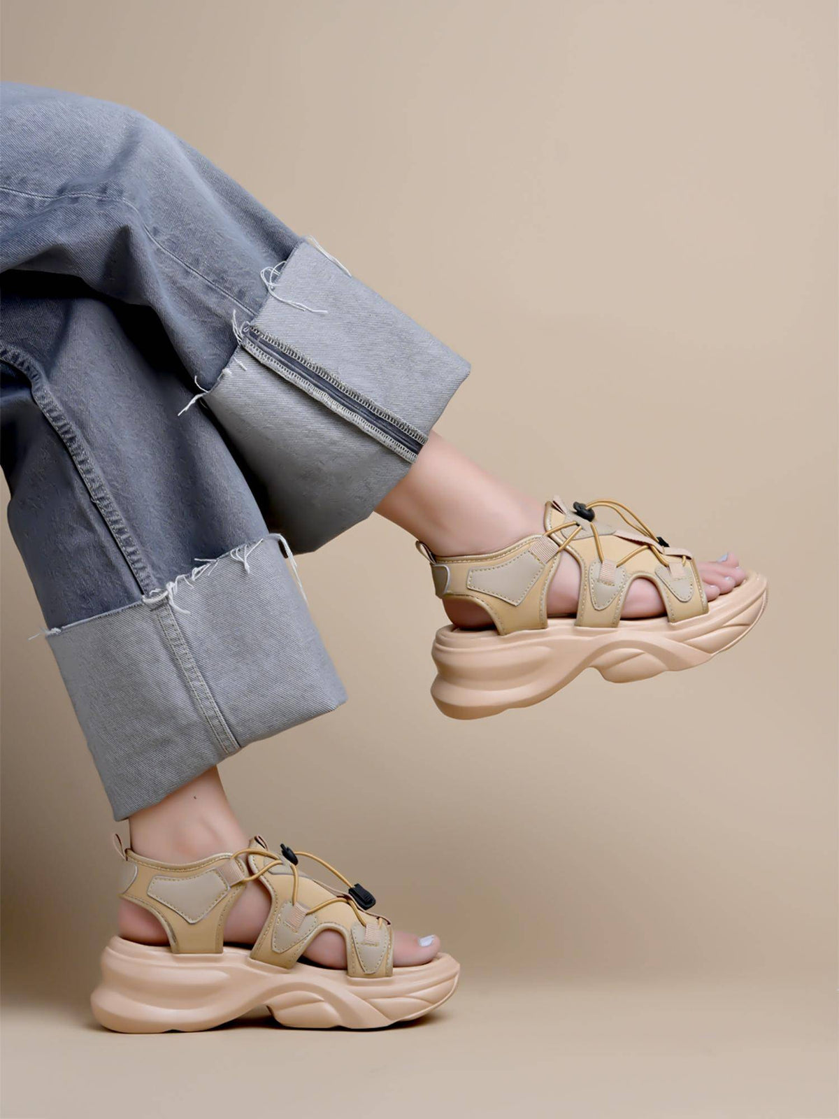 Smart Casual Black Sporty Sandals for Women | SD89 - view 8