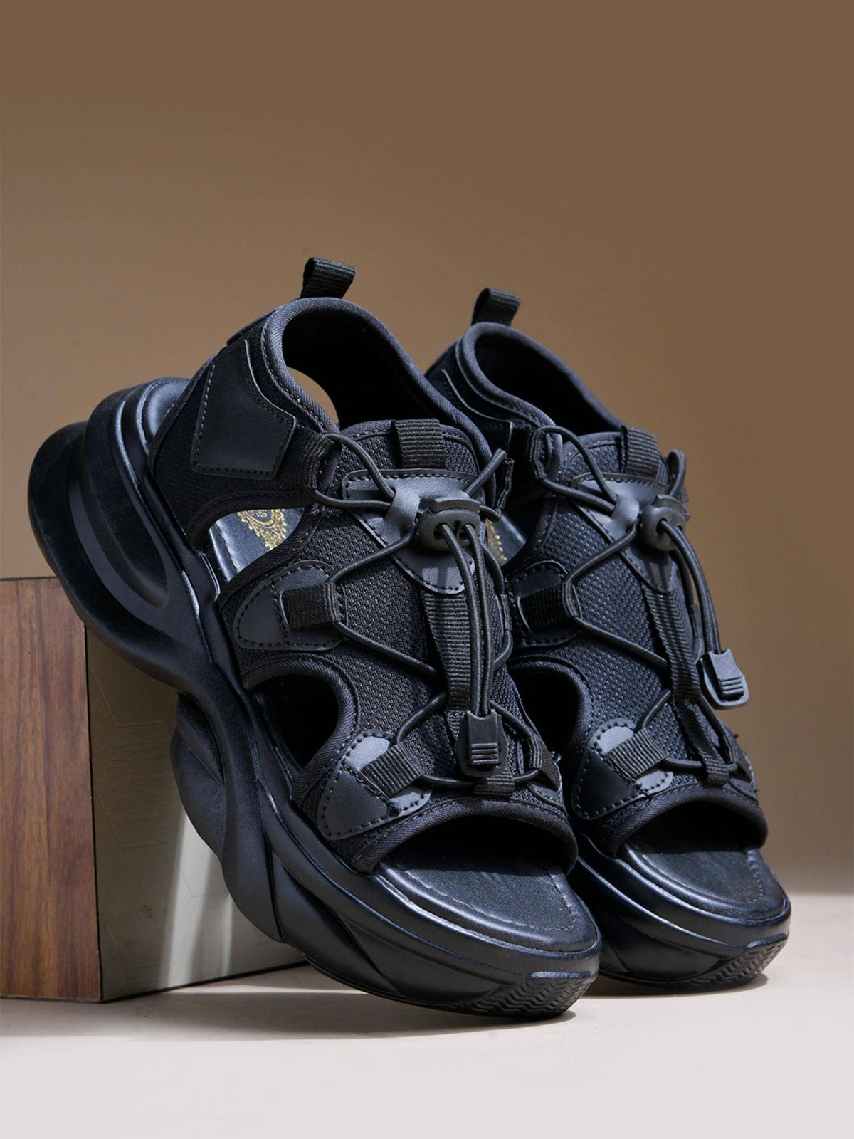 Smart Casual Black Sporty Sandals for Women | SD89 - view 4