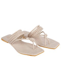 Off White Solid Strappy Square Toe Flats | F61 - view 1