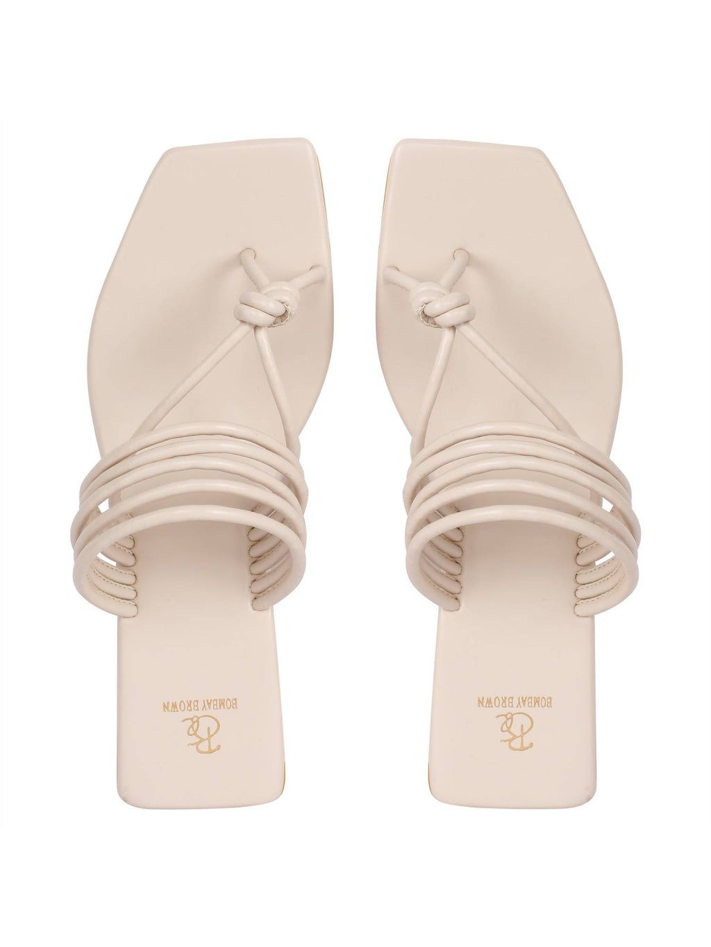 Off White Solid Strappy Square Toe Flats | F61 - view 5