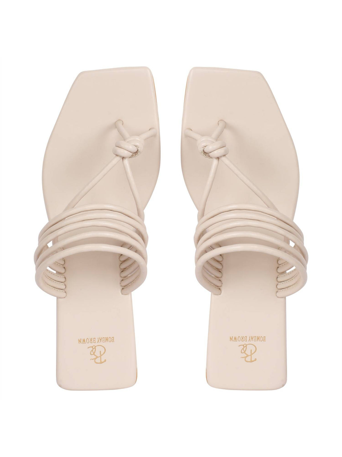 Off White Solid Strappy Square Toe Flats | F61 - view 5