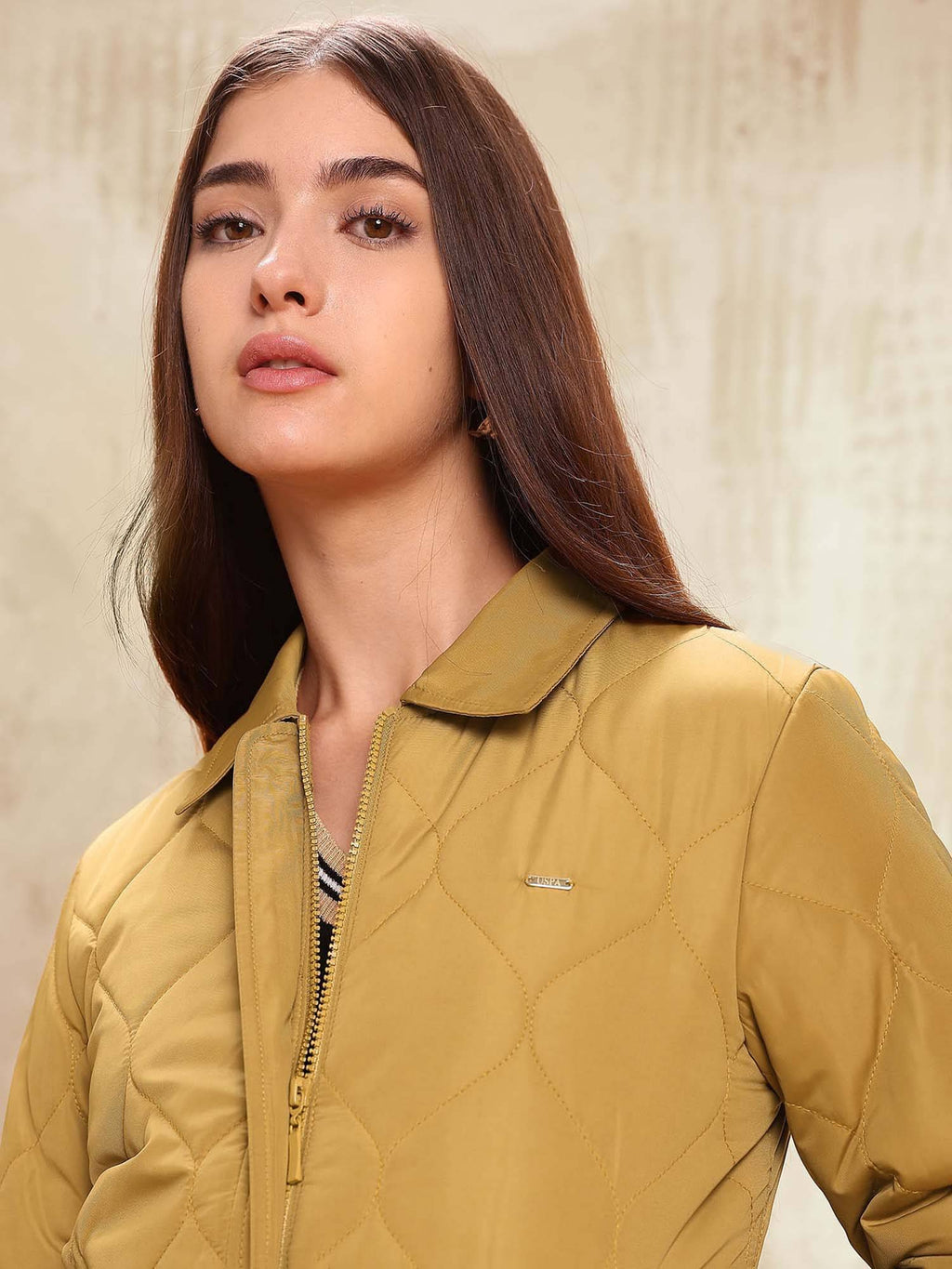 Women Khaki Solid Puffer Jacket | JC78 - view 7