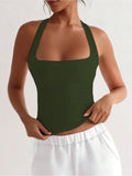 Minimalist Halter Top - Olive | HT67 - view 1