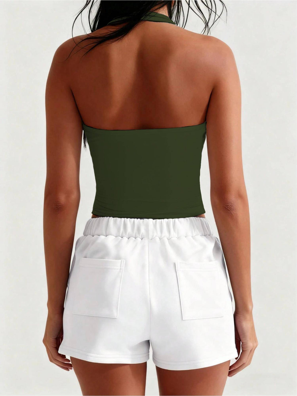 Minimalist Halter Top - Olive | HT67 - view 2