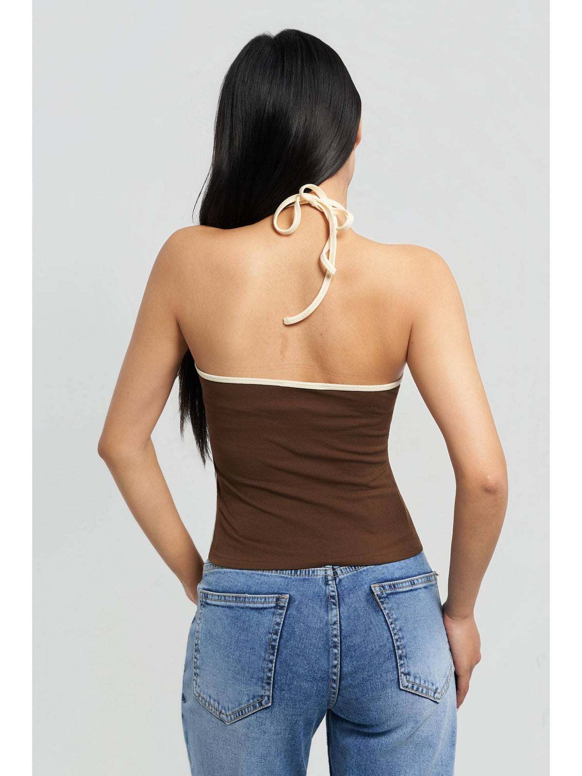 Era Tie Up Halter Top - Brown | HT67 - view 2