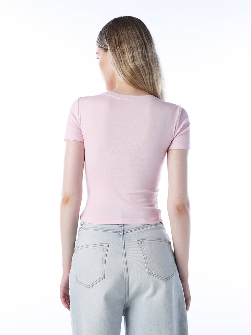 Women Embroidered Slim Fit Pink T-Shirt | O24 - view 7