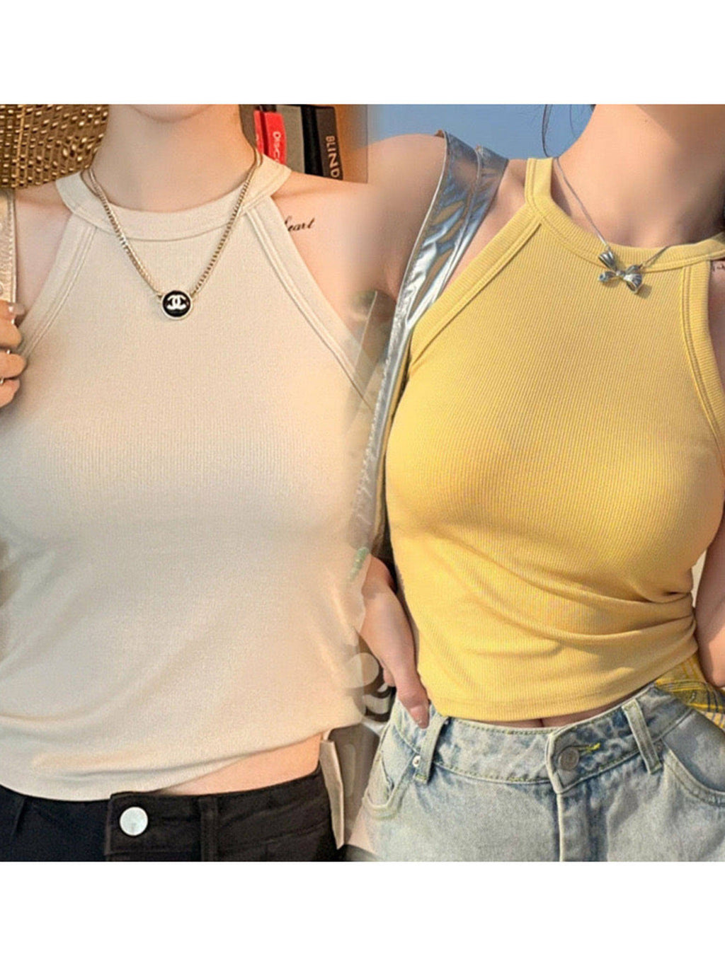 Beige Tassie Tank Top with Inbuilt Bra | TT98 - view 4
