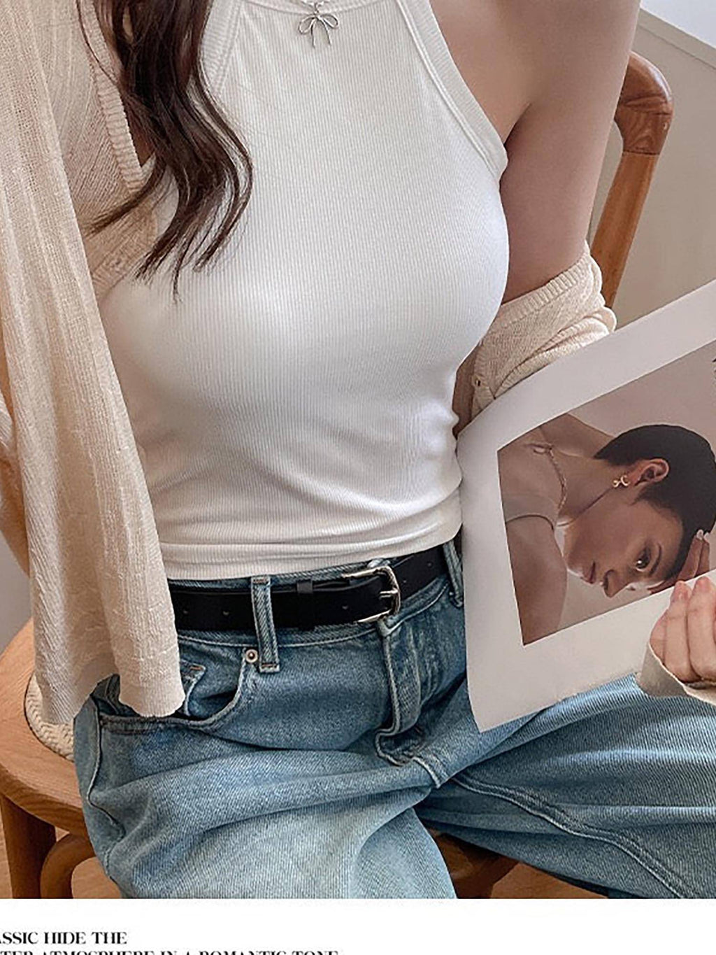 Beige Tassie Tank Top with Inbuilt Bra | TT98 - view 9