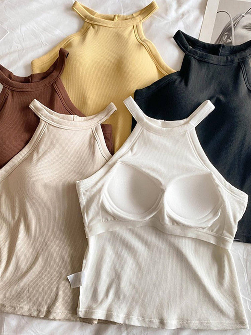 Beige Tassie Tank Top with Inbuilt Bra | TT98 - view 10