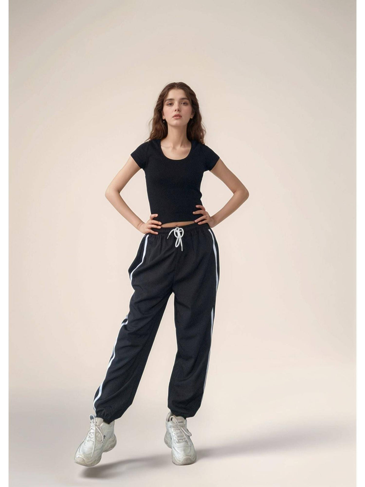 Black Contrast Striped Jogger | WJ89 - view 4