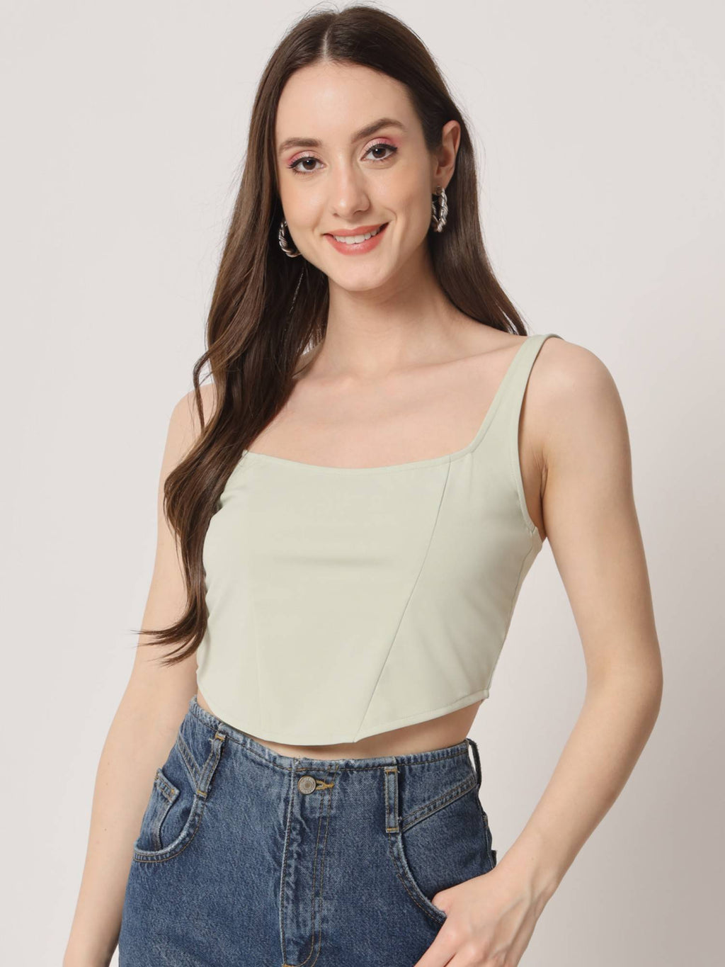 Women's Beige Solid Crop Top | CT61 - view 16