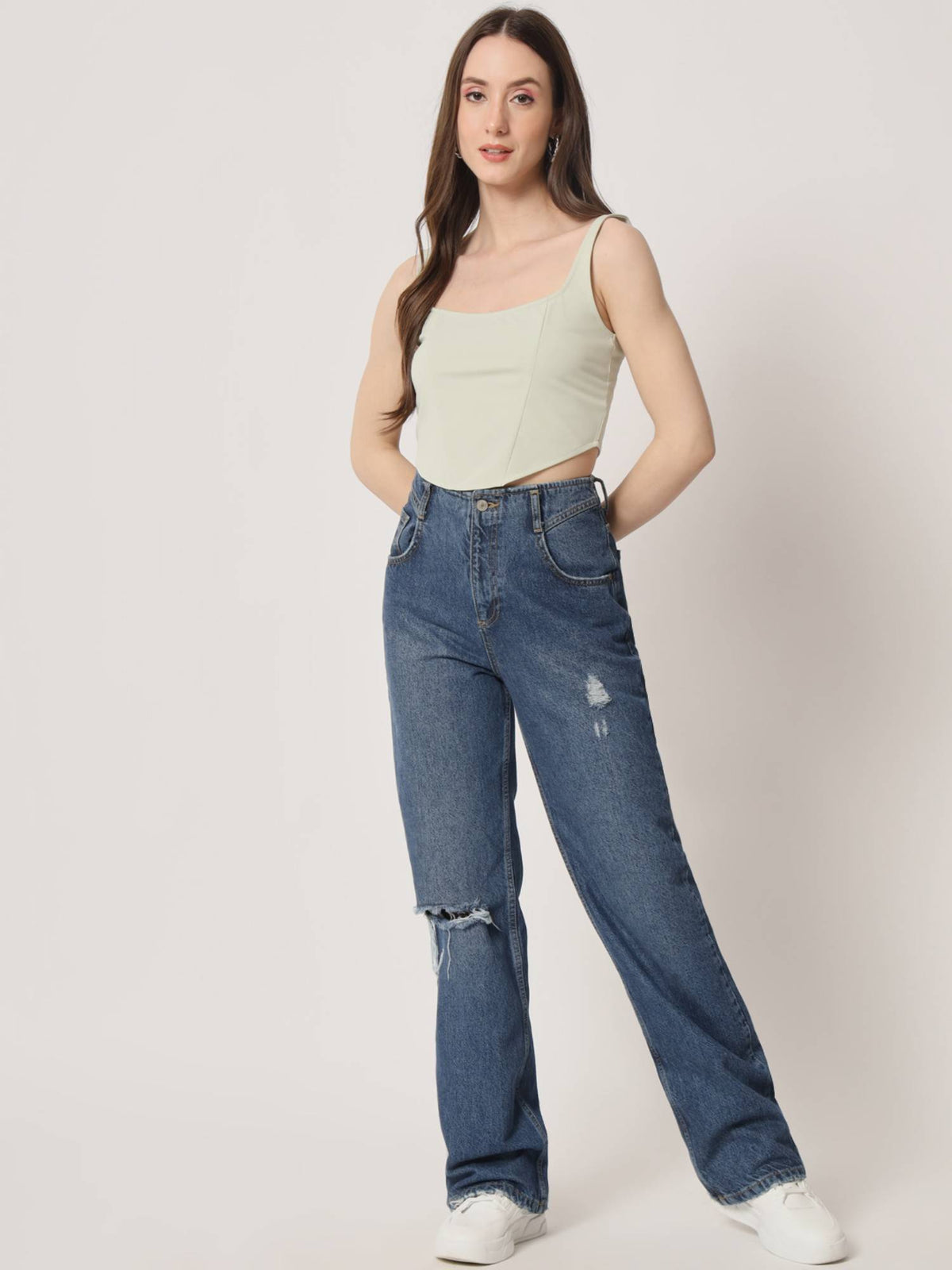 Women's Beige Solid Crop Top | CT61 - view 17