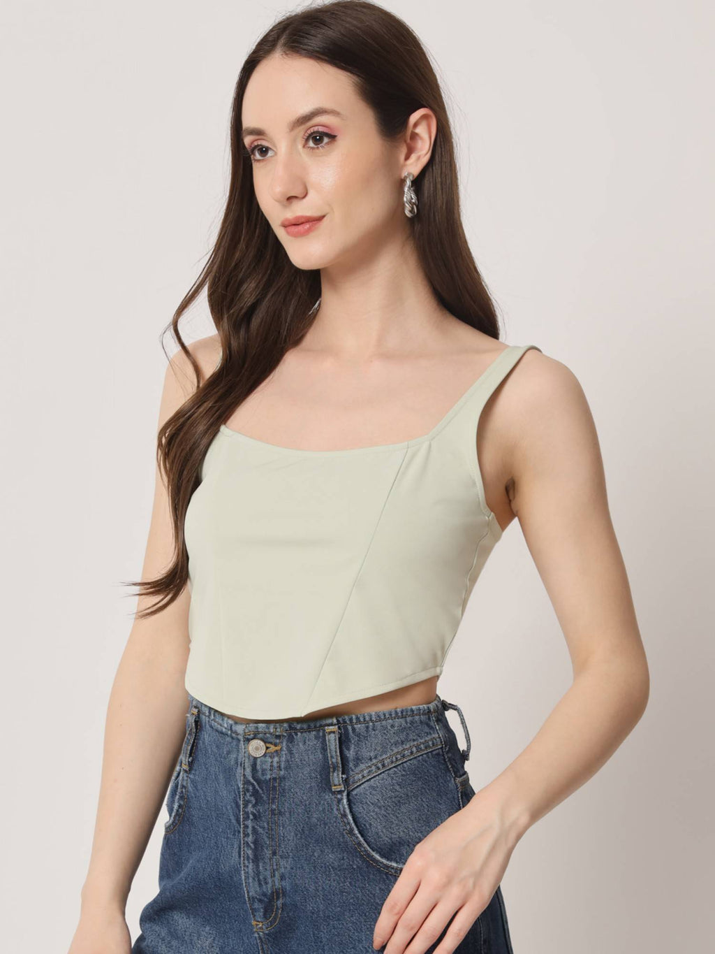 Women's Beige Solid Crop Top | CT61 - view 18