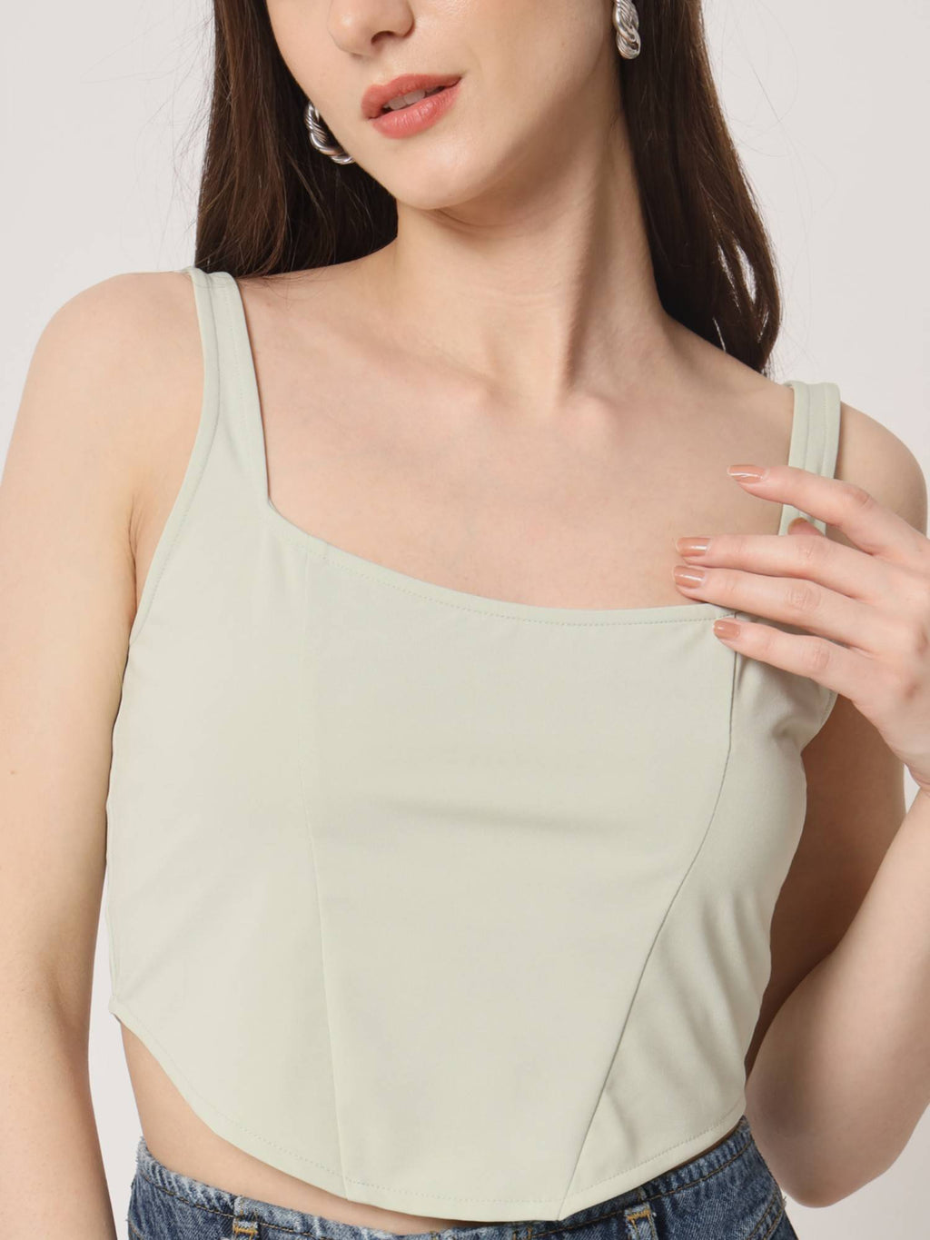 Women's Beige Solid Crop Top | CT61 - view 20