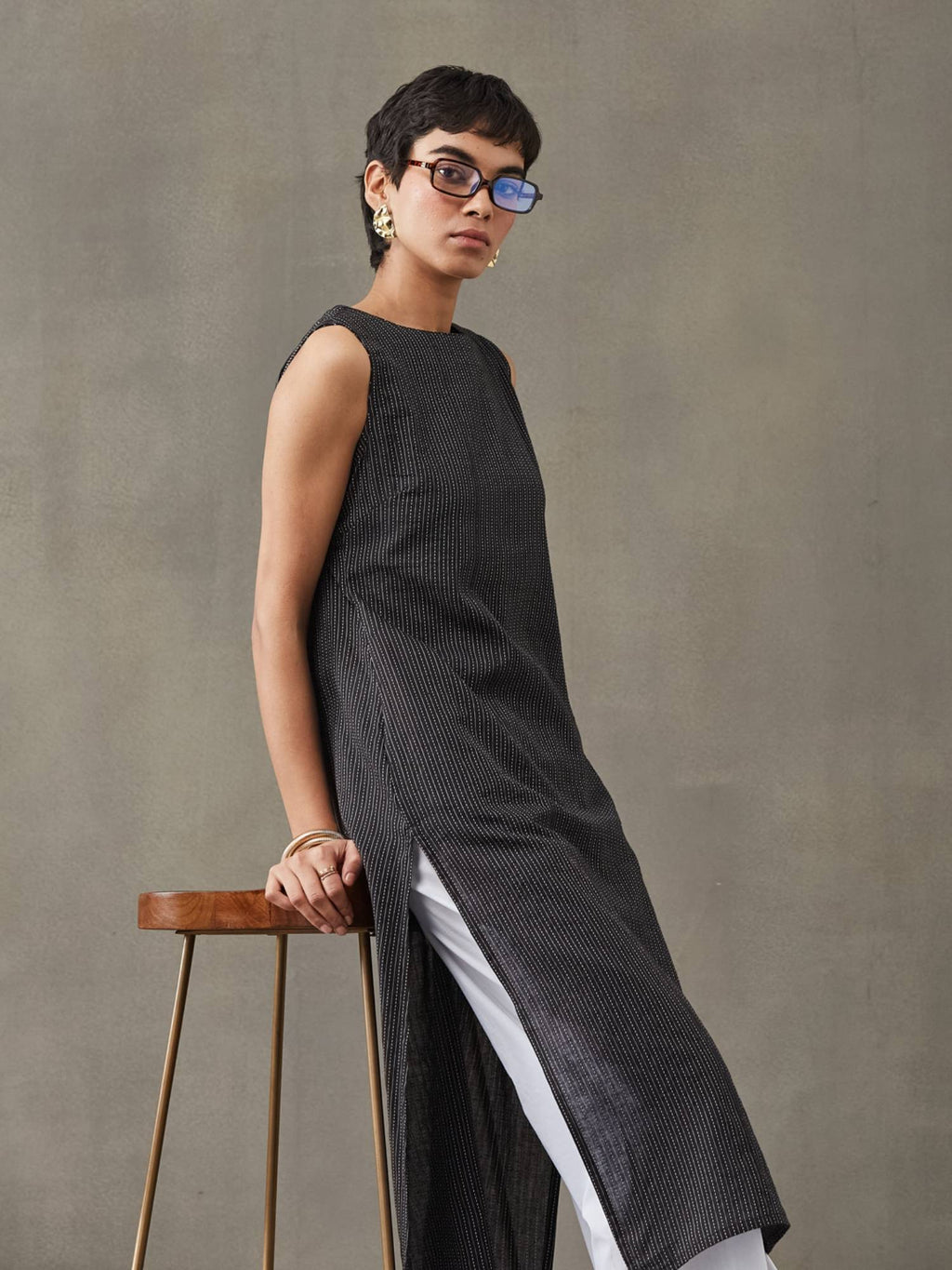 Women Cotton Thread Work Straight Kurt | KDG - view 12