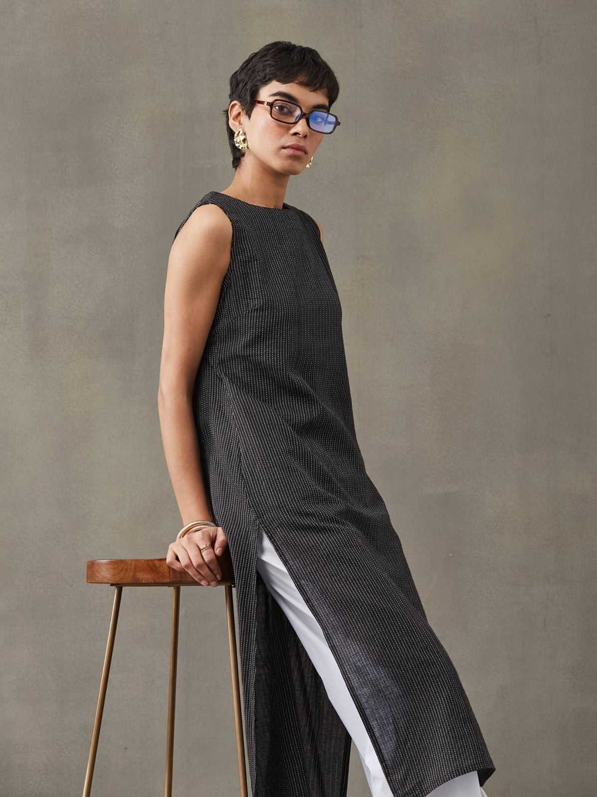 Women Cotton Thread Work Straight Kurt | FY93 - view 12