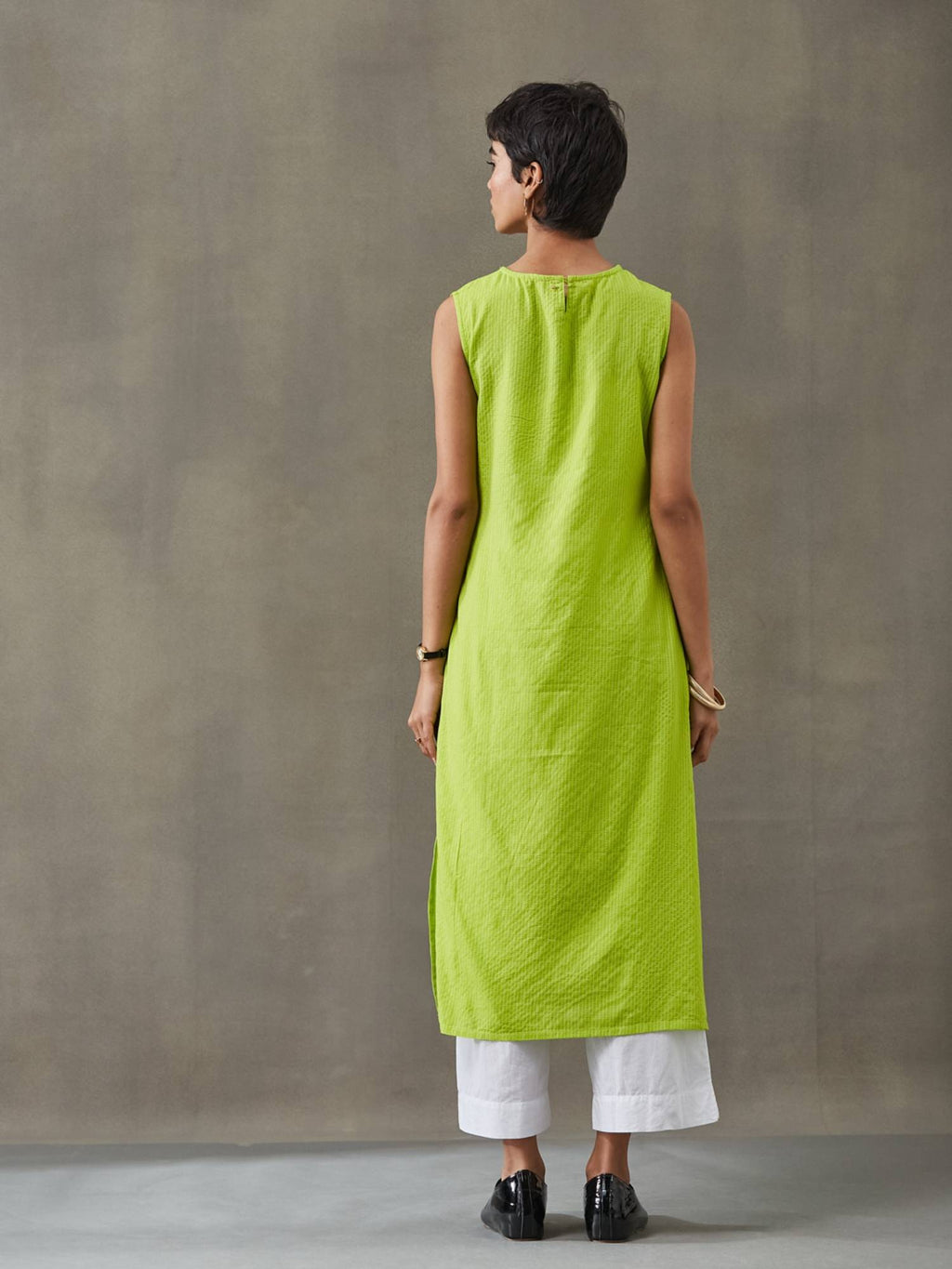 Women Cotton Thread Work Straight Kurt | FY93 - view 44