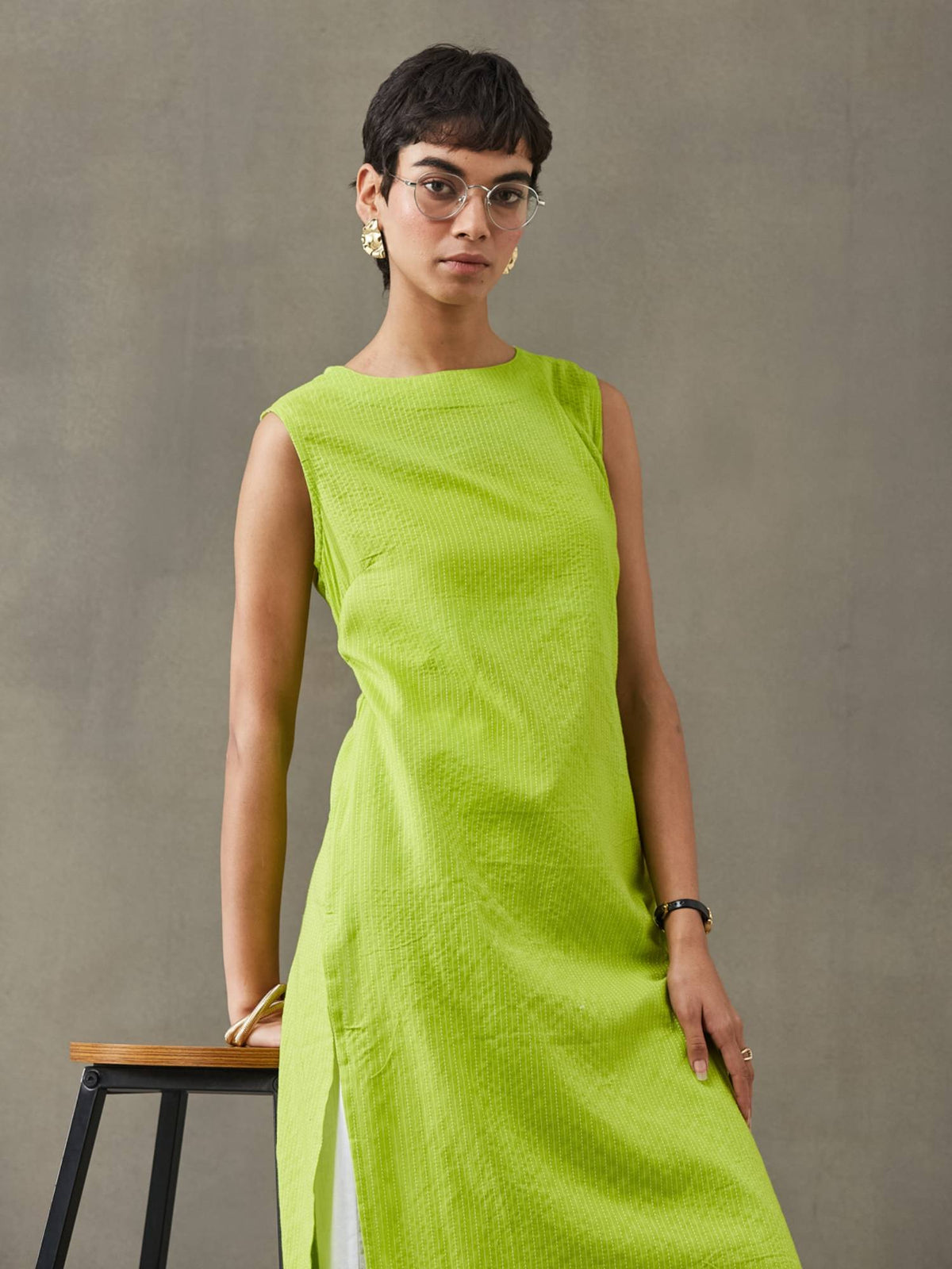 Women Cotton Thread Work Straight Kurt | FY93 - view 51