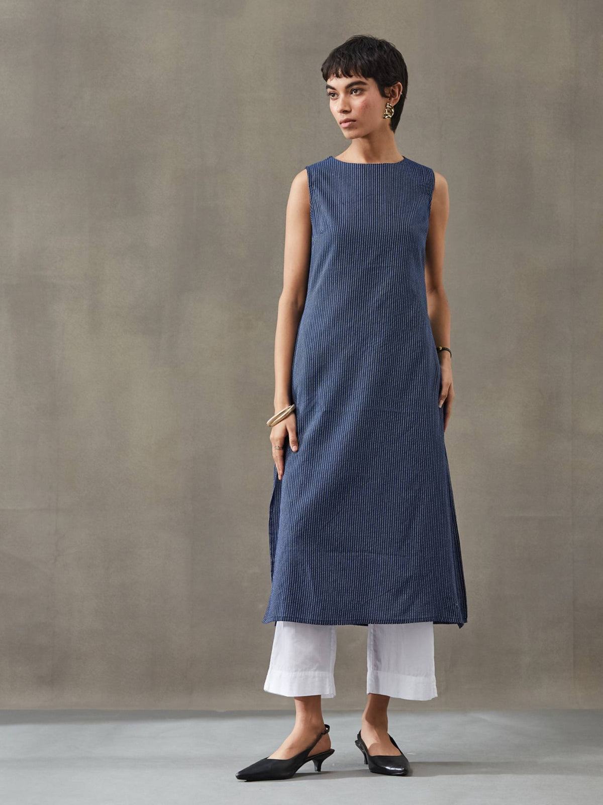 Women Cotton Thread Work Straight Kurt | KDG - view 1