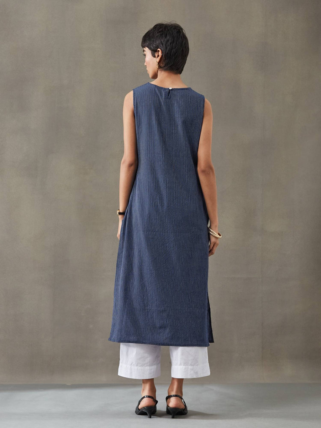 Women Cotton Thread Work Straight Kurt | FY93 - view 2