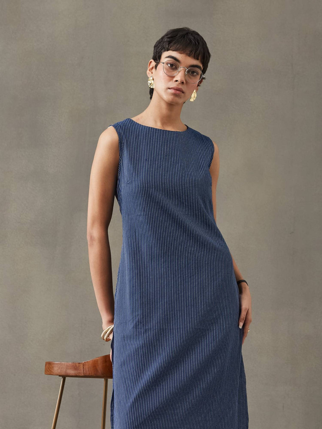 Women Cotton Thread Work Straight Kurt | KDG - view 3