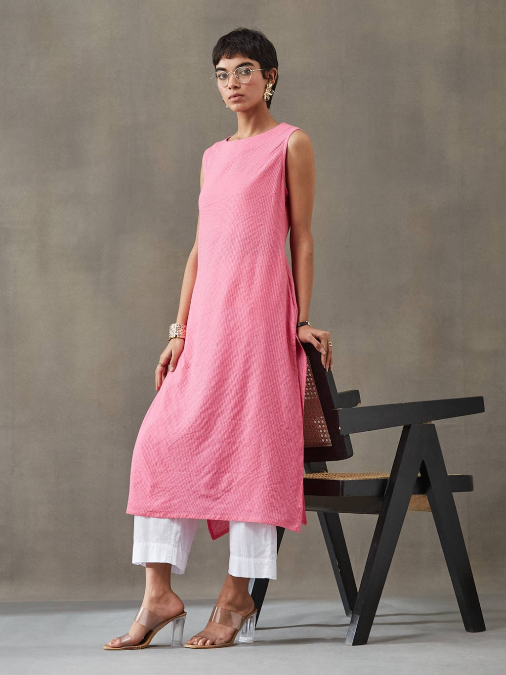 Women Cotton Thread Work Straight Kurt | FY93 - view 32