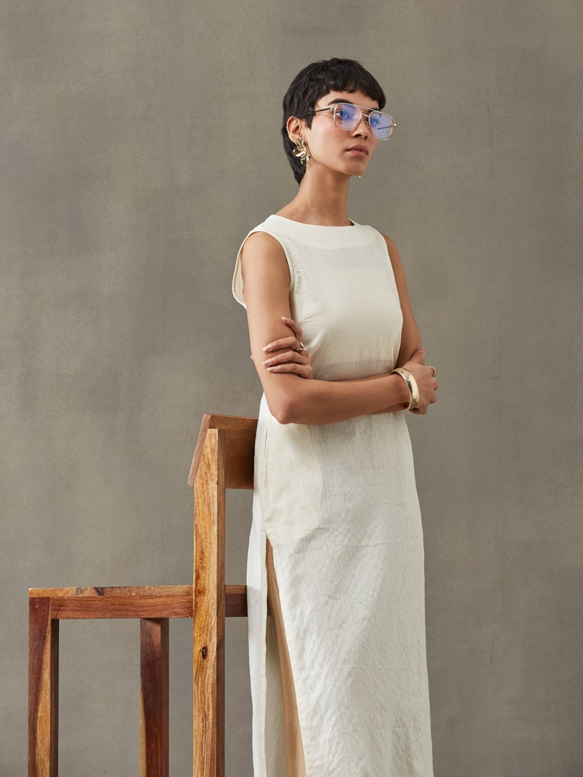 Women Cotton Thread Work Straight Kurt | KDG - view 49