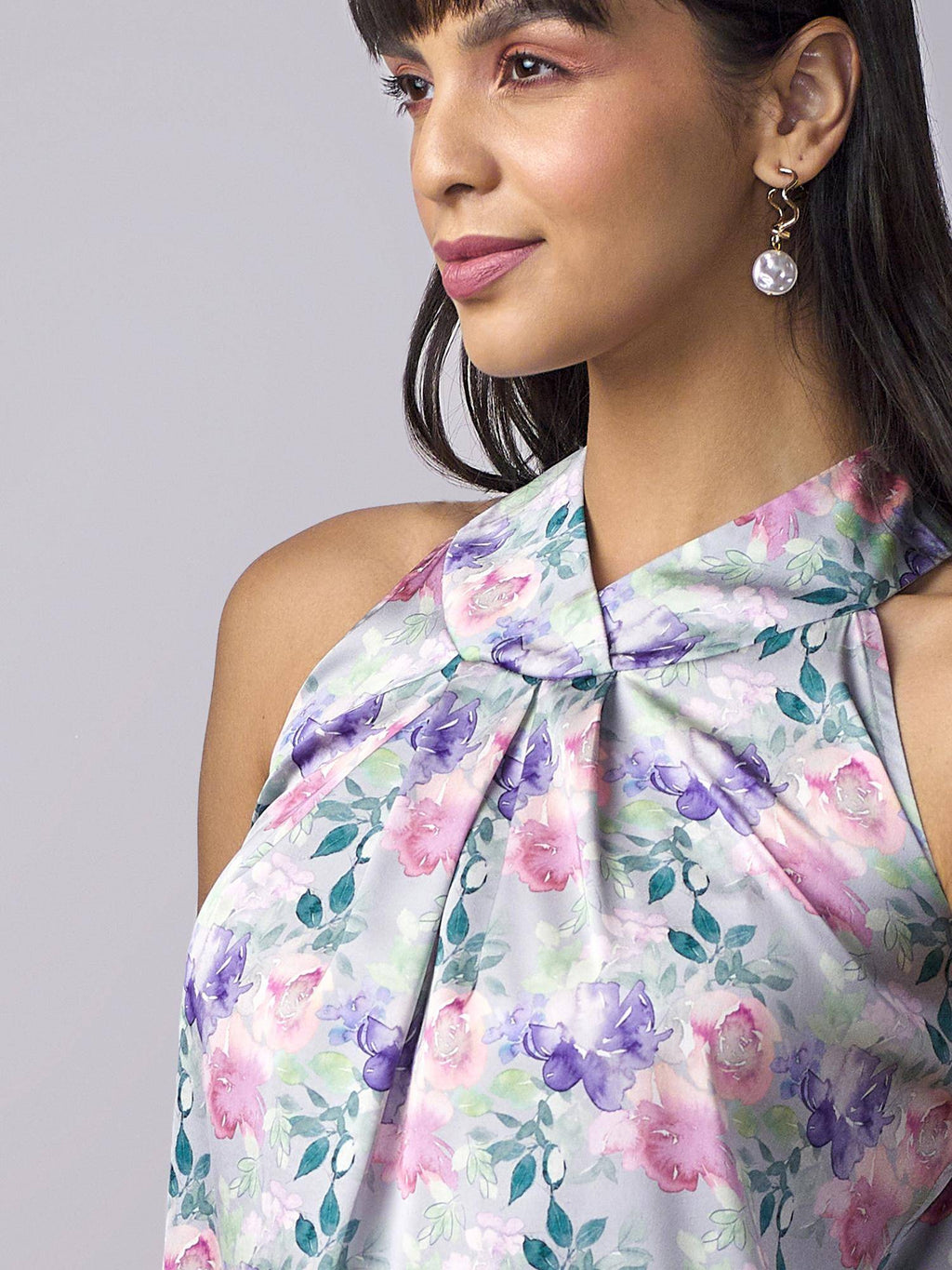 Rosa Floral Halter Neckline Top | HT67 - view 2