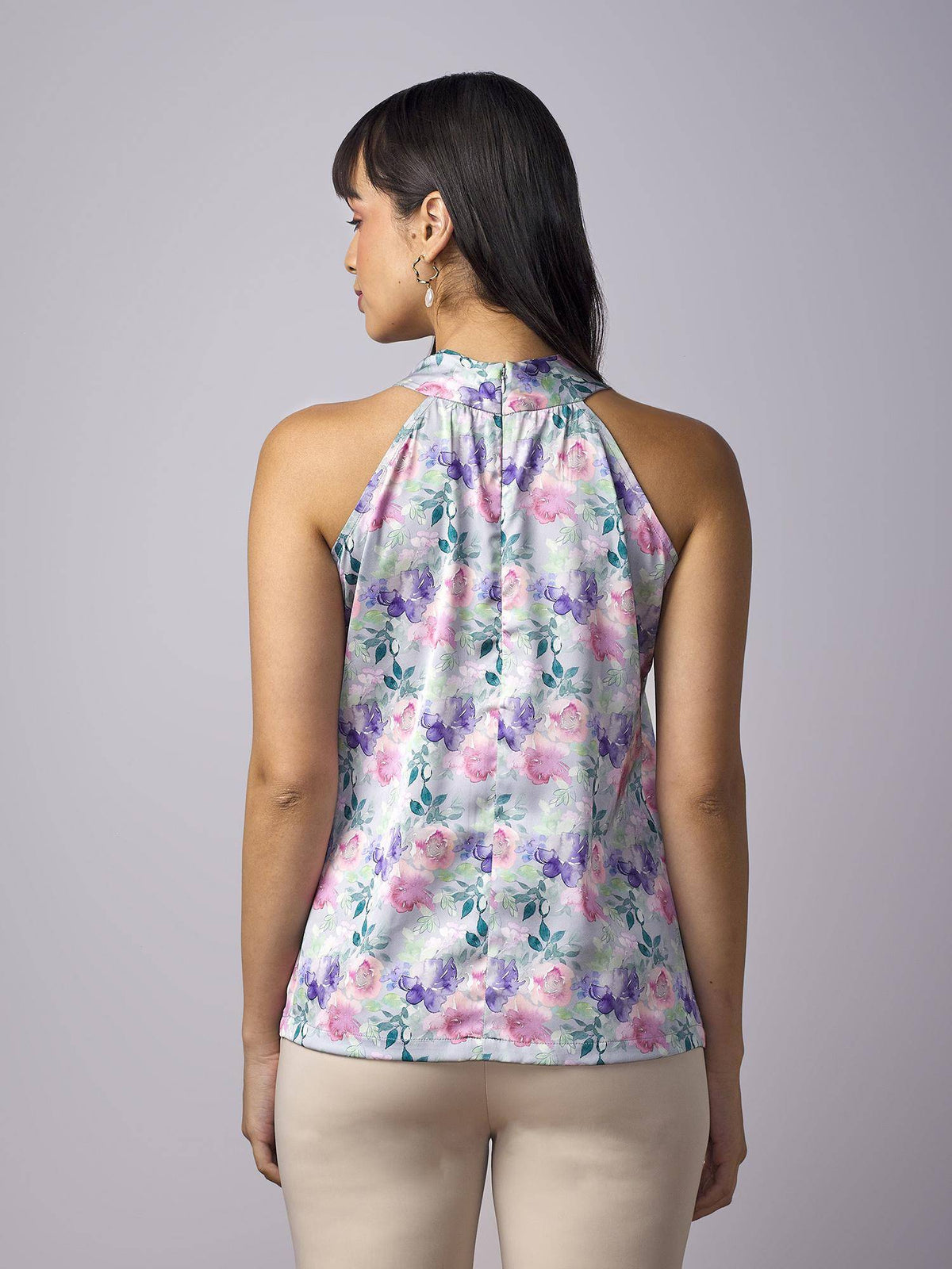 Rosa Floral Halter Neckline Top | HT67 - view 5