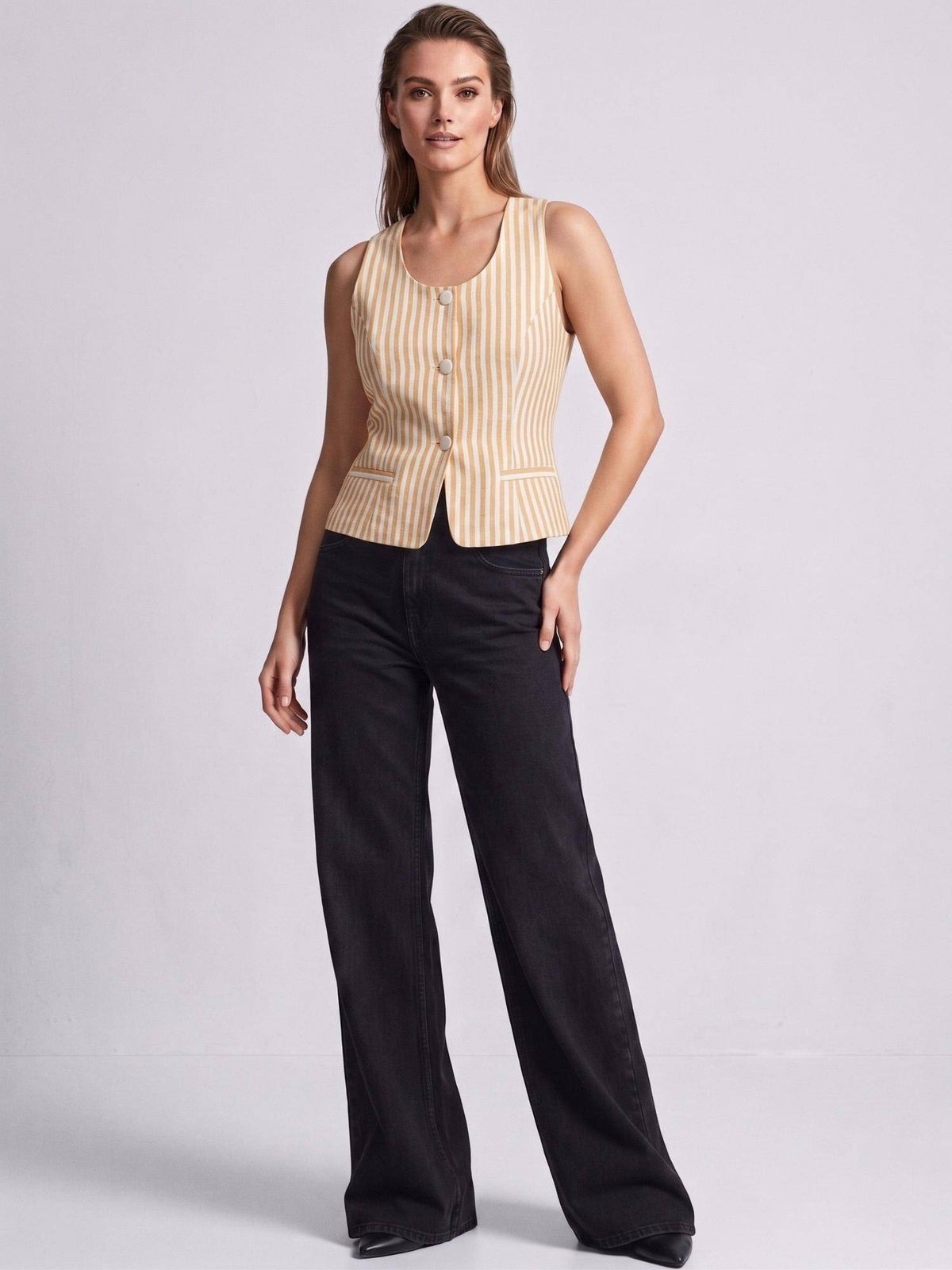 Womens Green Stripes Sleeveless Crop Top | CT61 - view 13