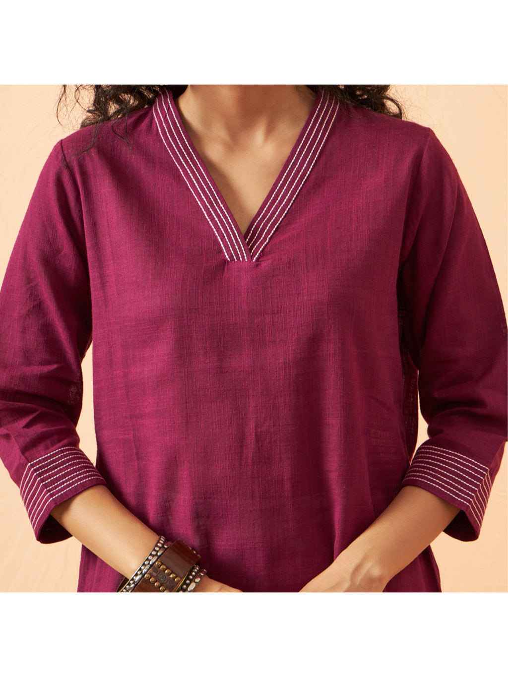 Deep Purple Solid Kurta | U3S - view 4