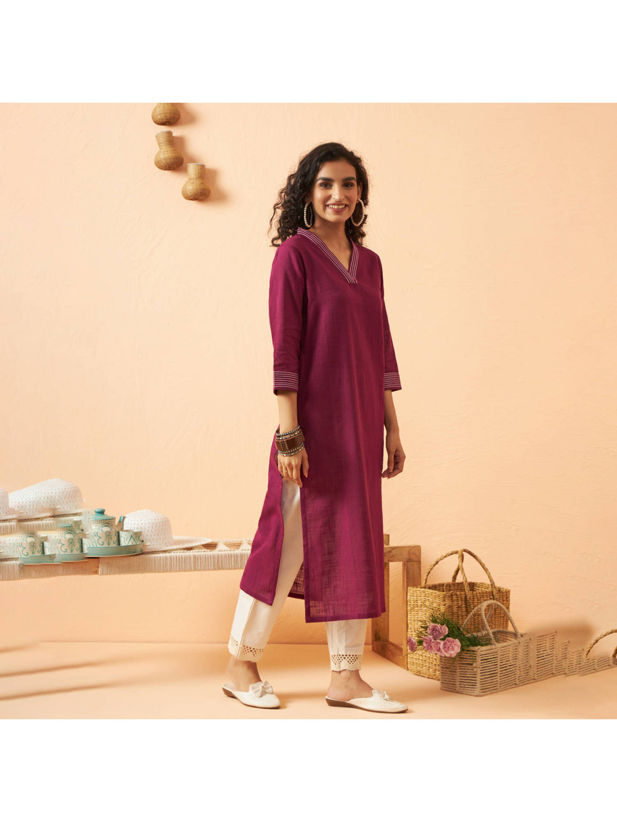 Deep Purple Solid Kurta | KDG - view 5