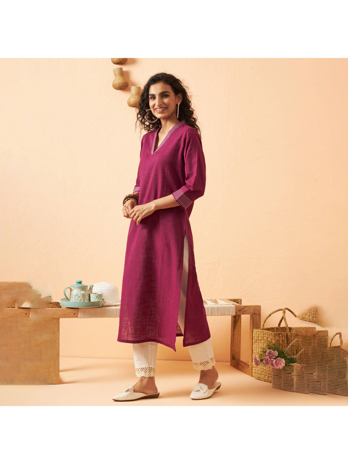 Deep Purple Solid Kurta | KDG - view 6