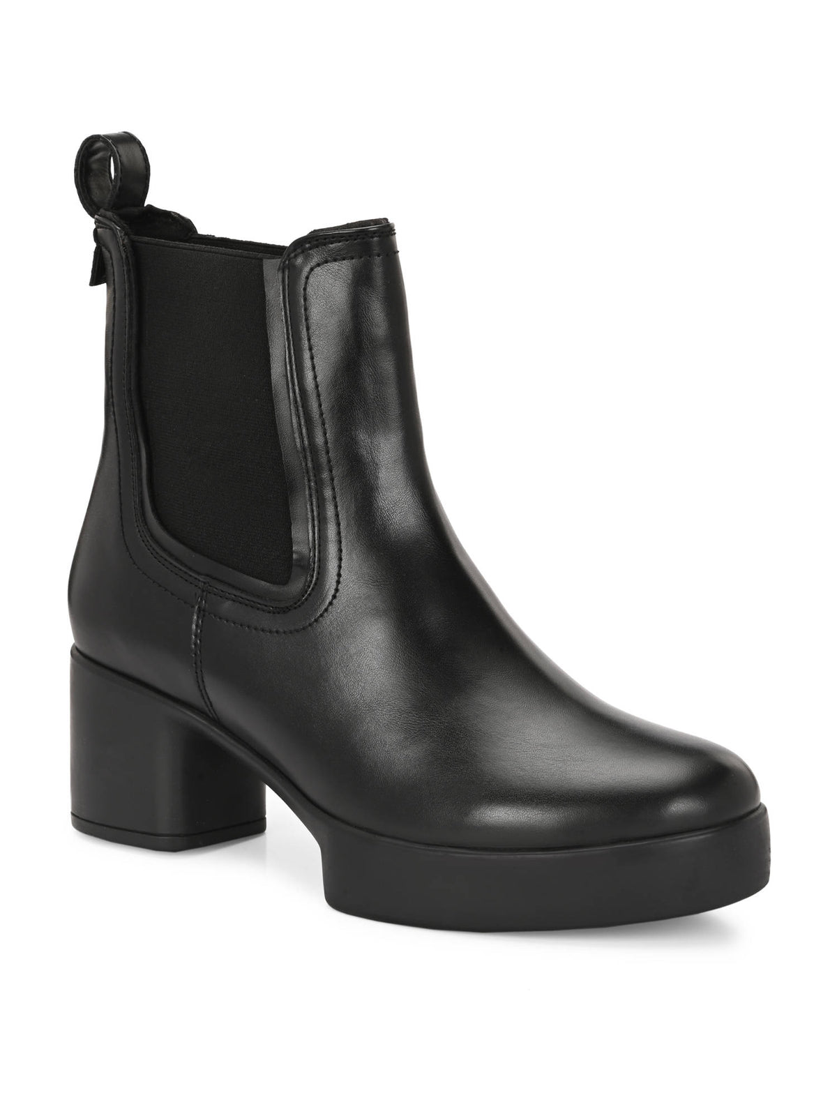 Black Vegan Leather Mid Heel Chelsea Boots | BT61 - view 1