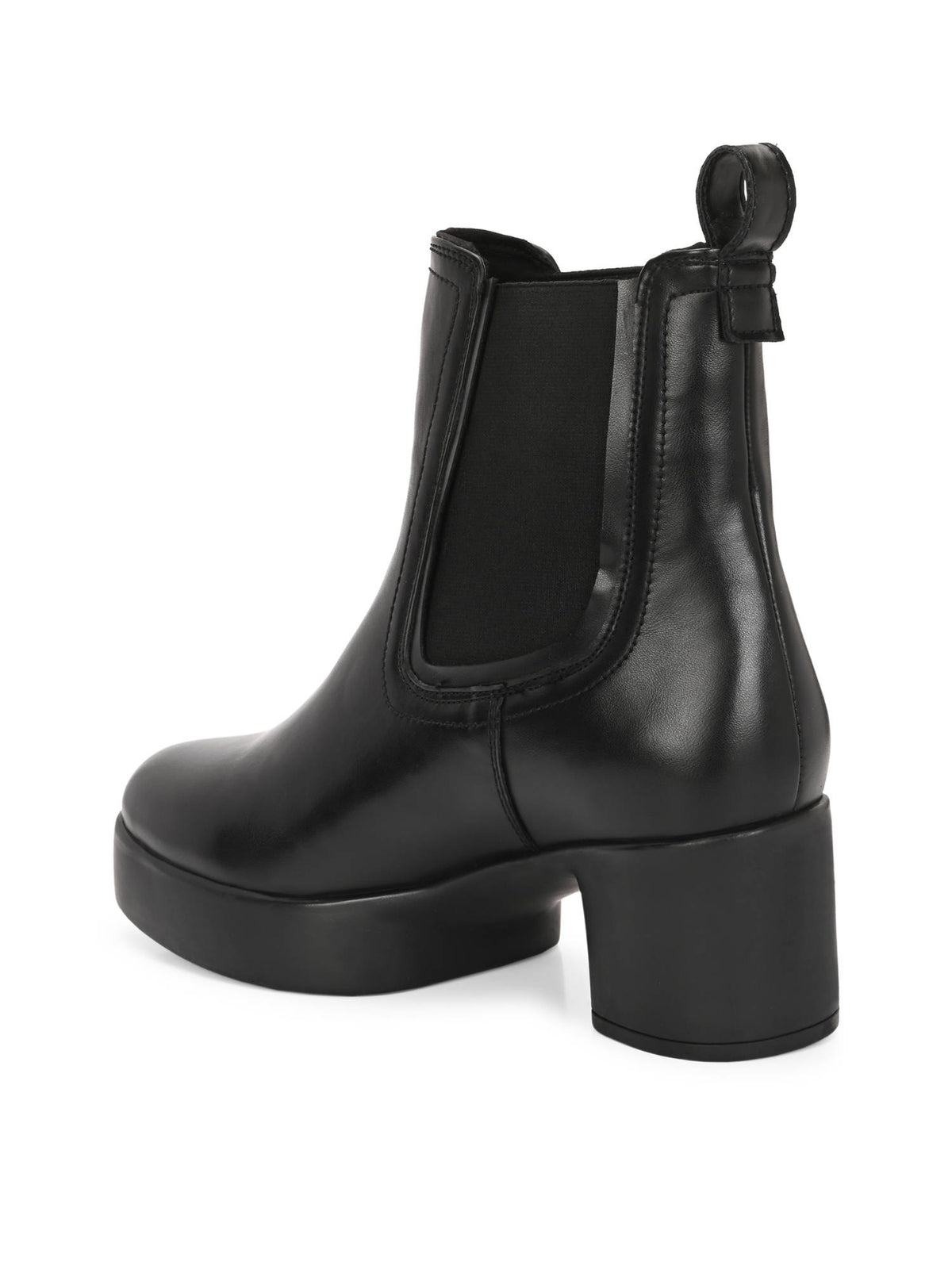 Black Vegan Leather Mid Heel Chelsea Boots | BT61 - view 3