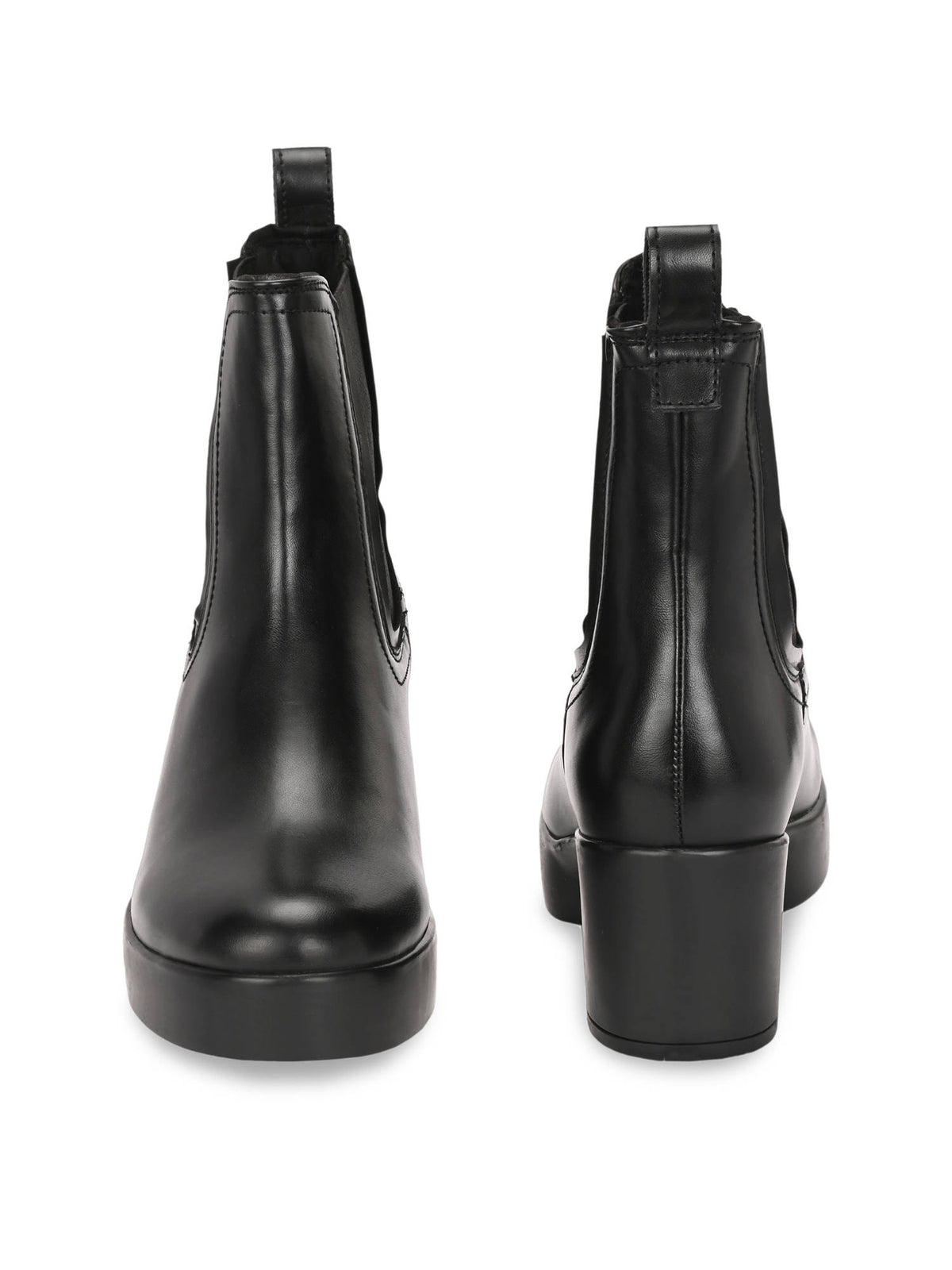 Black Vegan Leather Mid Heel Chelsea Boots | BT61 - view 5