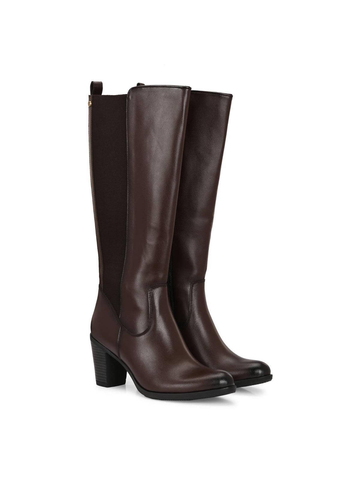 Brown Vegan Leather High Heel Knee High Casual Boots | BT61 - view 1