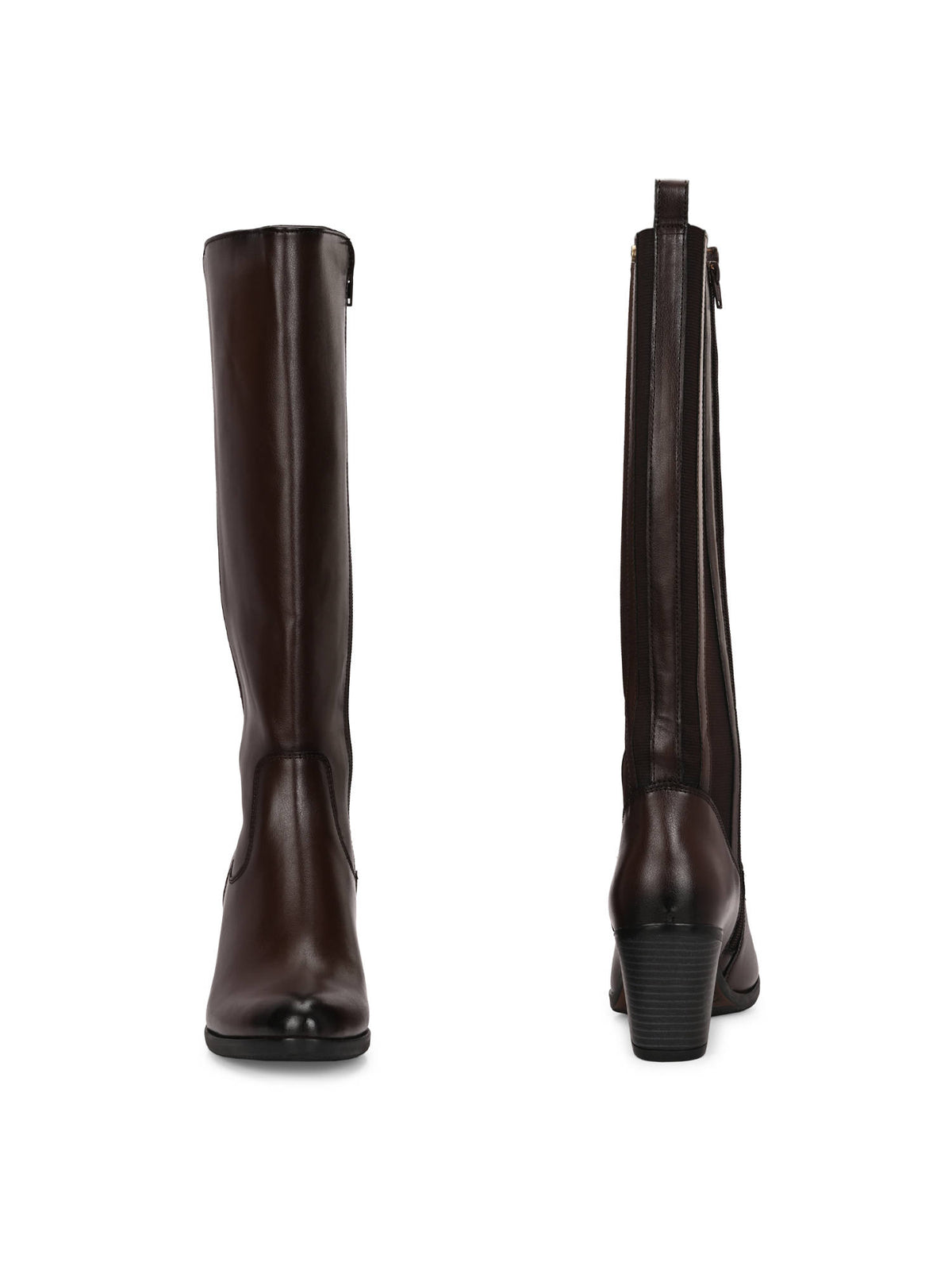 Brown Vegan Leather High Heel Knee High Casual Boots | BT61 - view 5