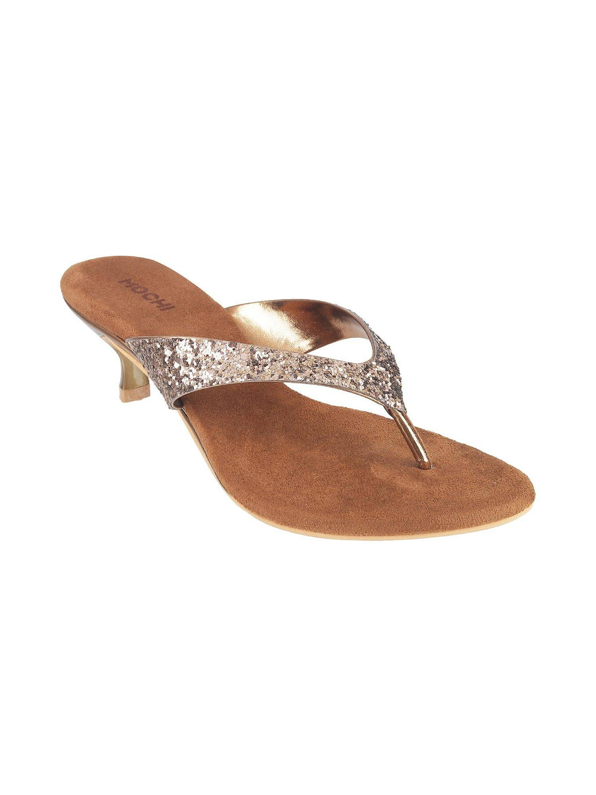 Womens Antique Gold Kitten HeelsMochi Gold Embellished Heels | H78 - view 1