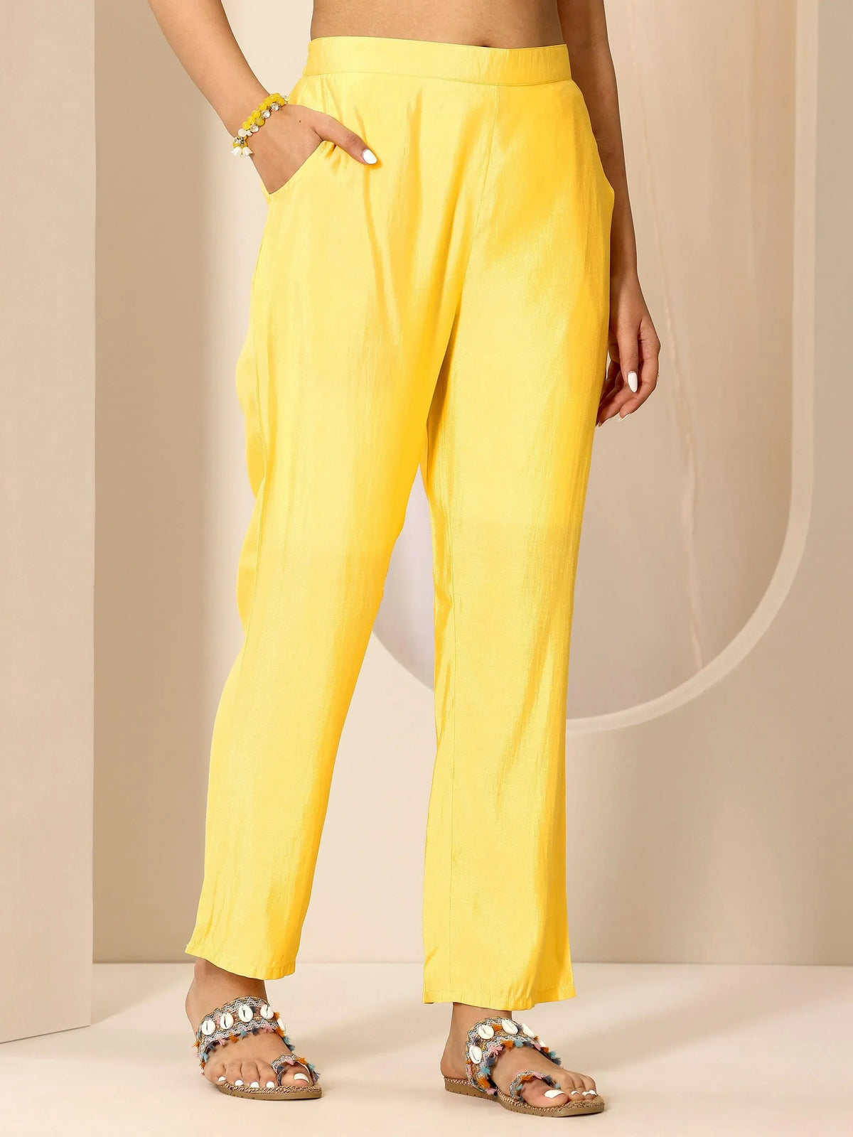 Libas Yellow Printed Silk Blend Straight Suit Set With Dupatta