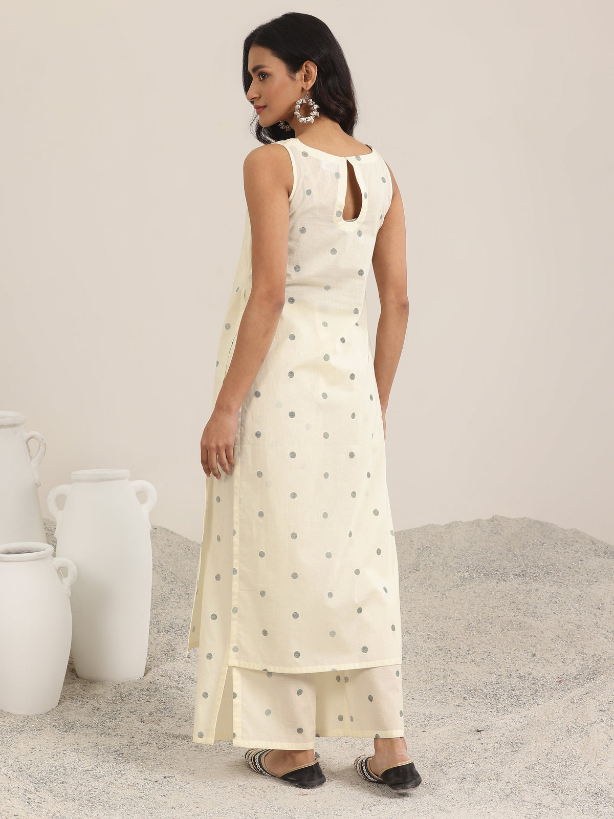Gerua White Printed Cotton Blend Straight Kurta Set